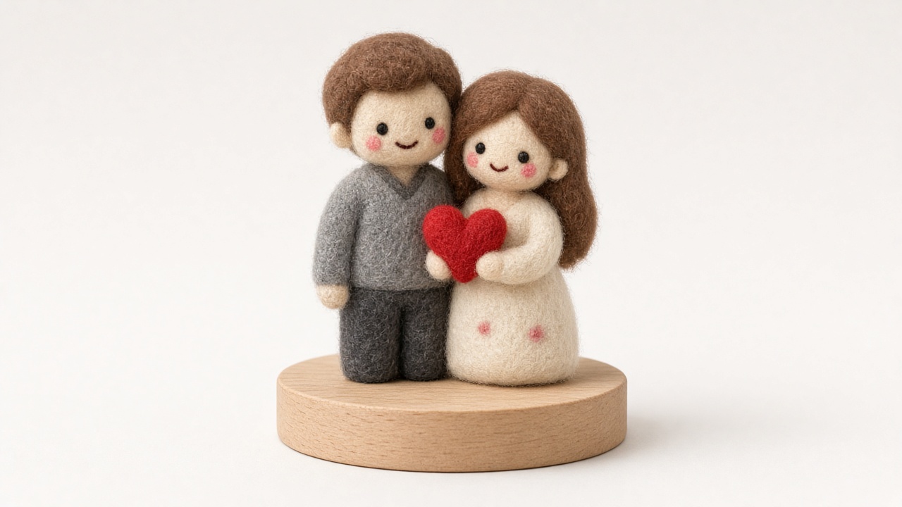 Custom needle-felted figurine — anniversary couple