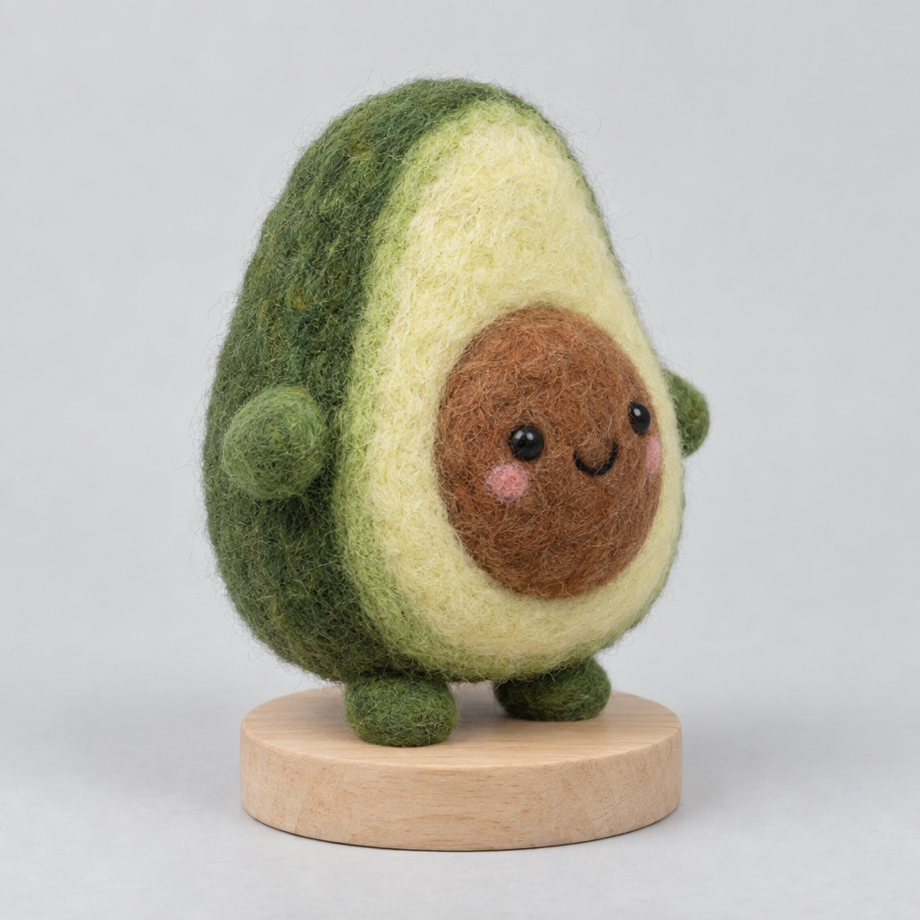 Needle-Felted Avocado Buddy — slight side