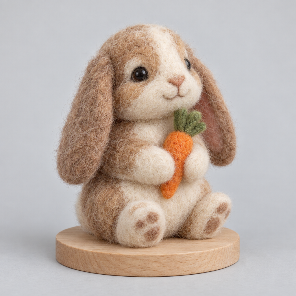 Needle-Felted Carrot Bunny — slight side