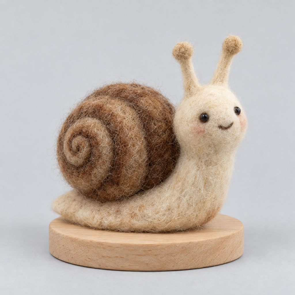 Needle-Felted Cottage Snail — slight side