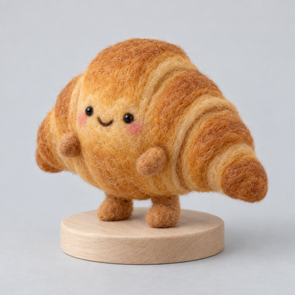 Needle-Felted Croissant Buddy