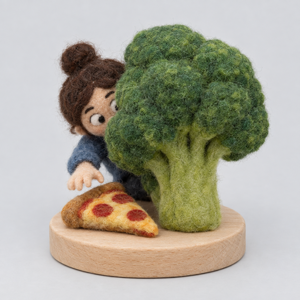 Needle-Felted Diet Sneak — slight side