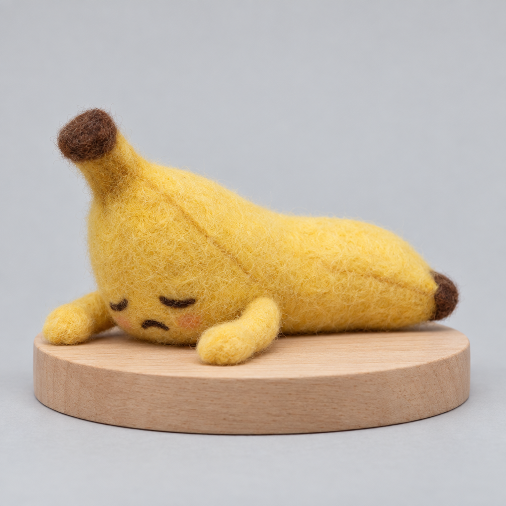 Needle-Felted Emotionally Flat Banana — slight side