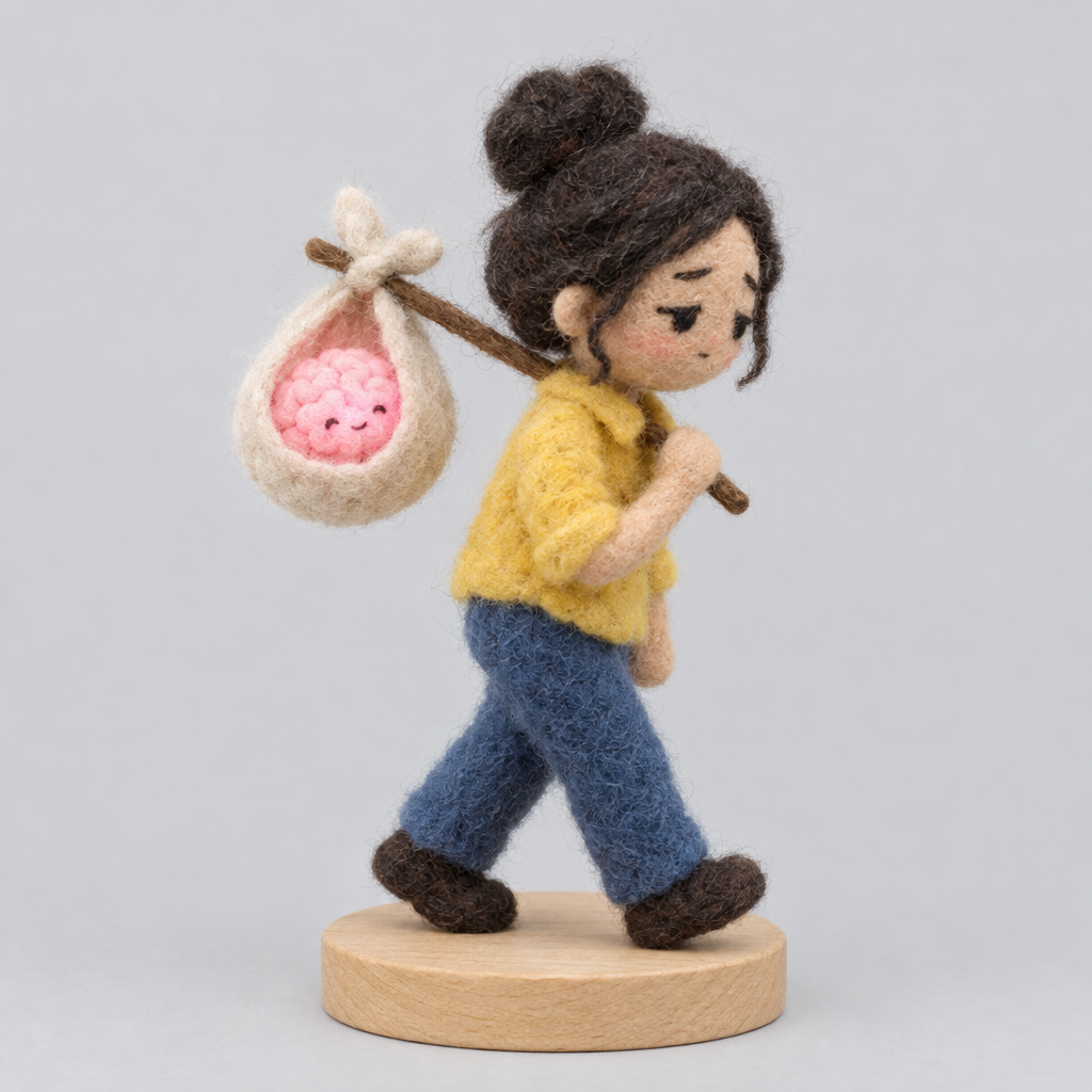 Needle-Felted Last Braincell Leaver — slight side