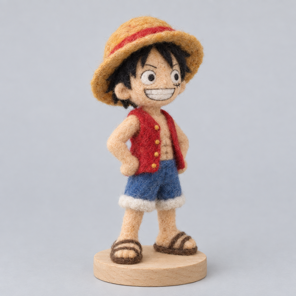 Needle-Felted Luffy — slight side
