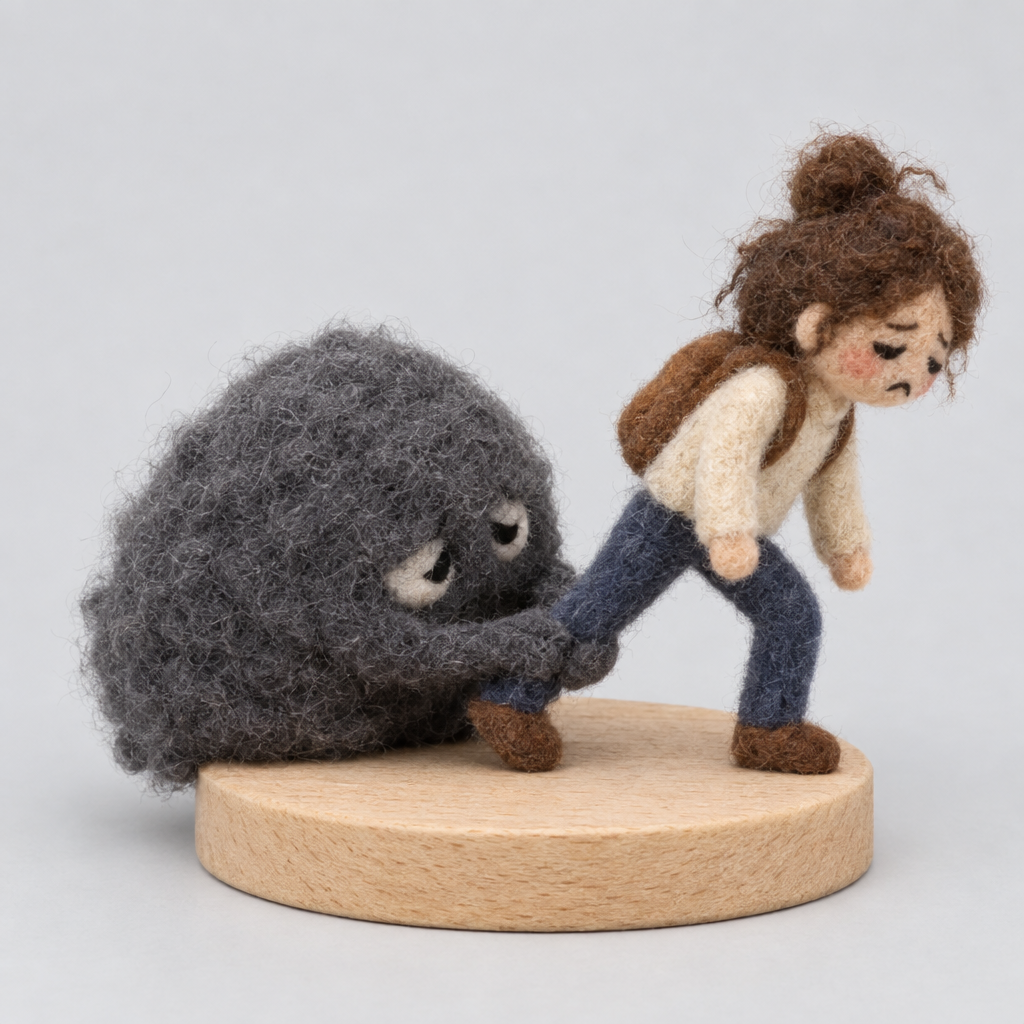 Needle-Felted Monday Drag — slight side