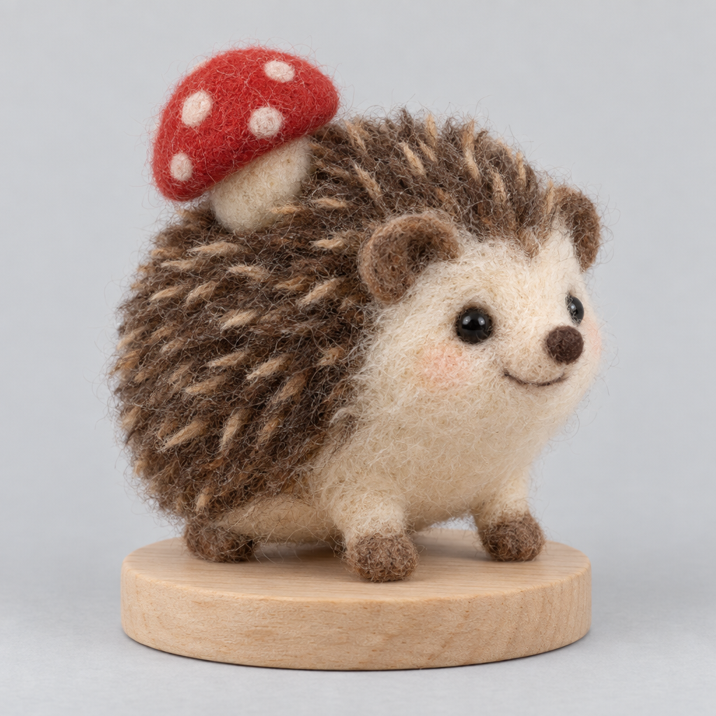 Needle-Felted Mushroom Hedgehog — slight side