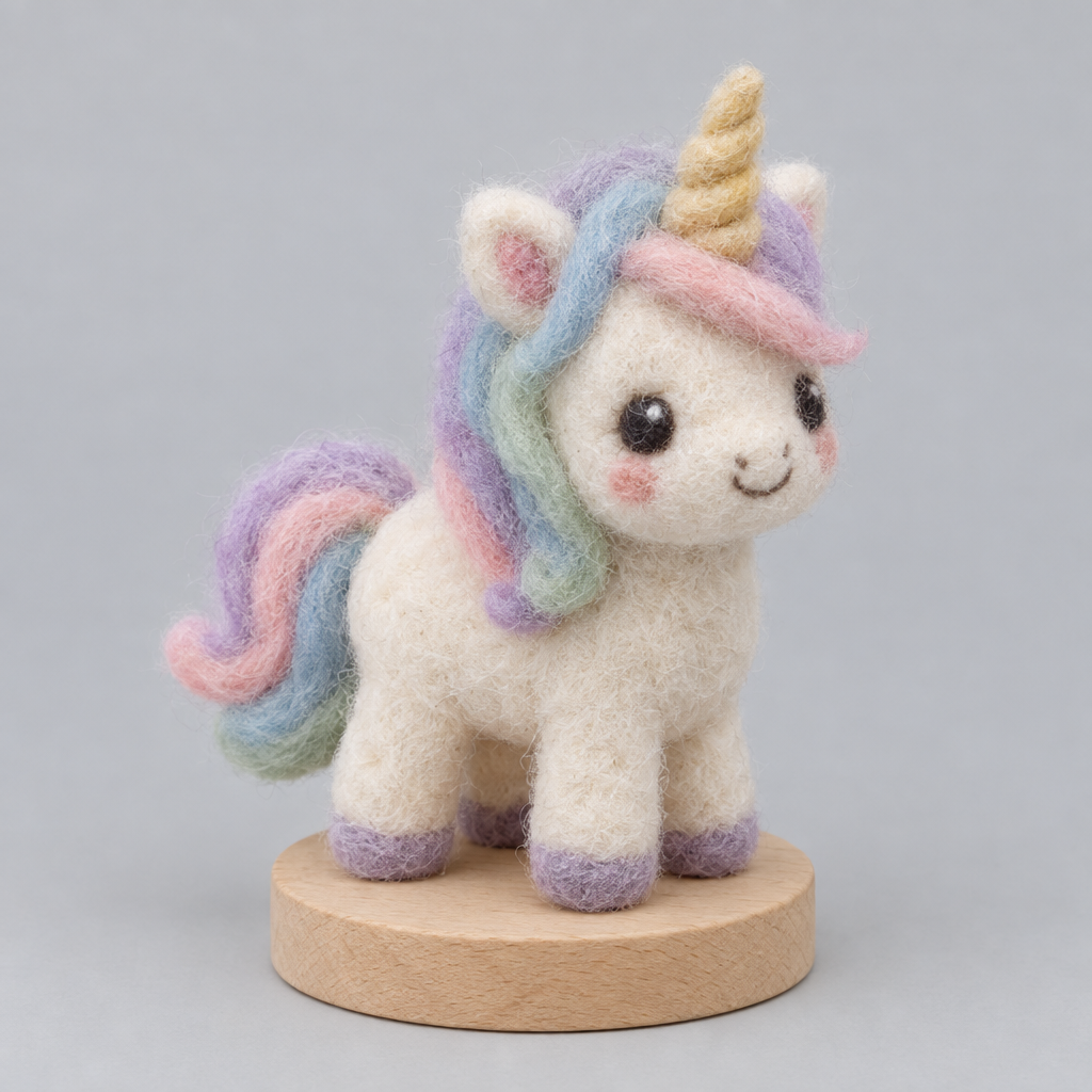 Needle-Felted Pocket Unicorn — slight side