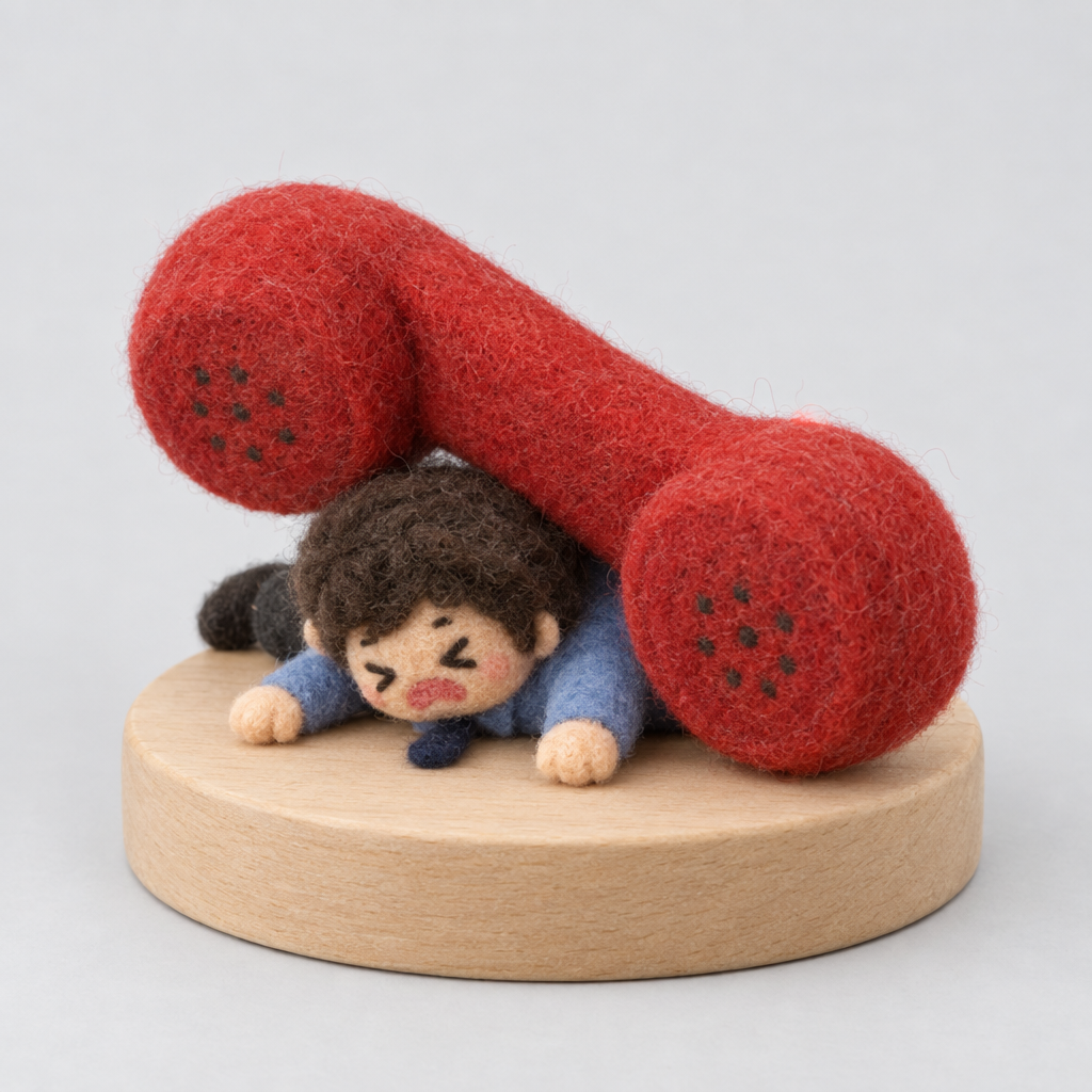 Needle-Felted Quick Call — slight side