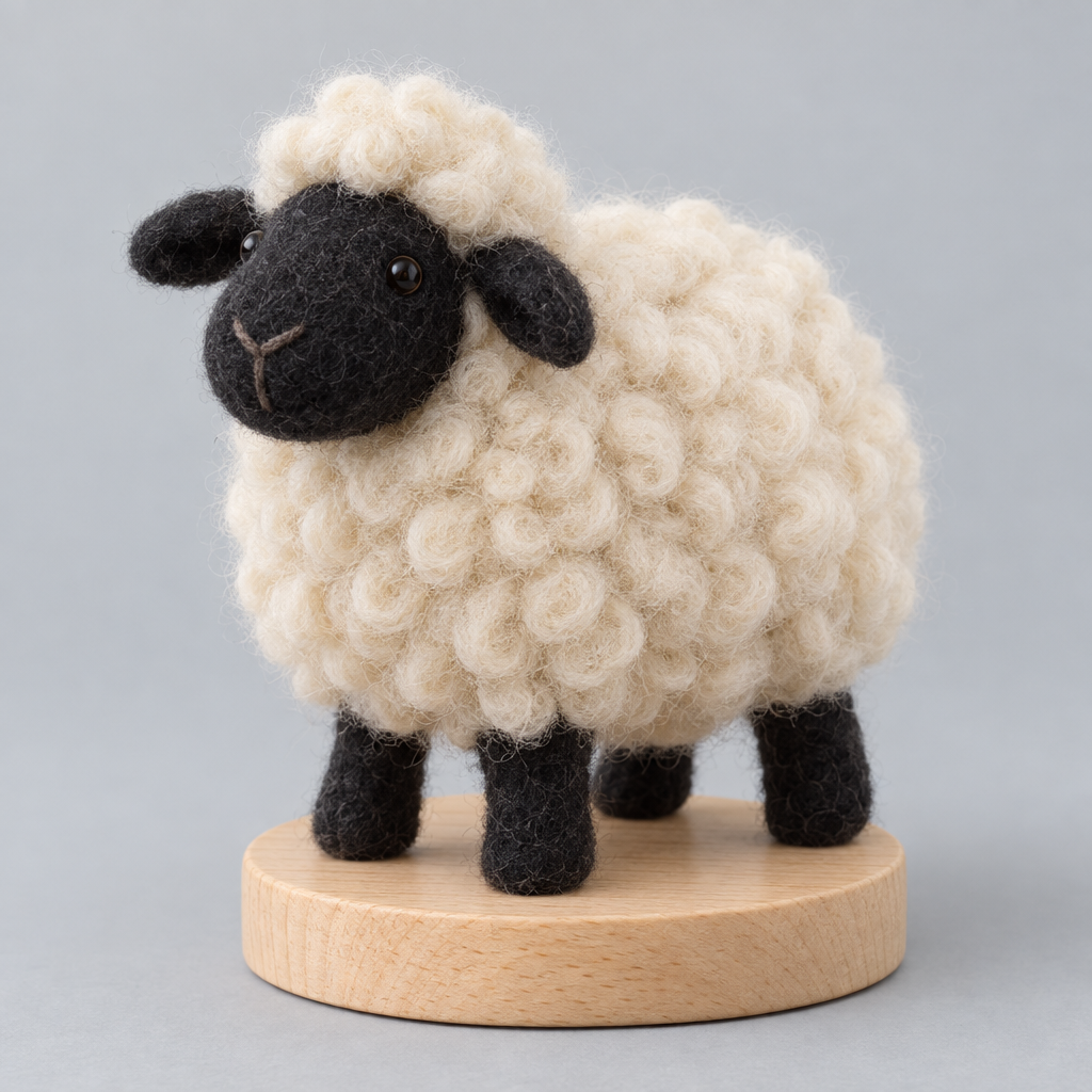 Needle-Felted Wool Sheep — slight side