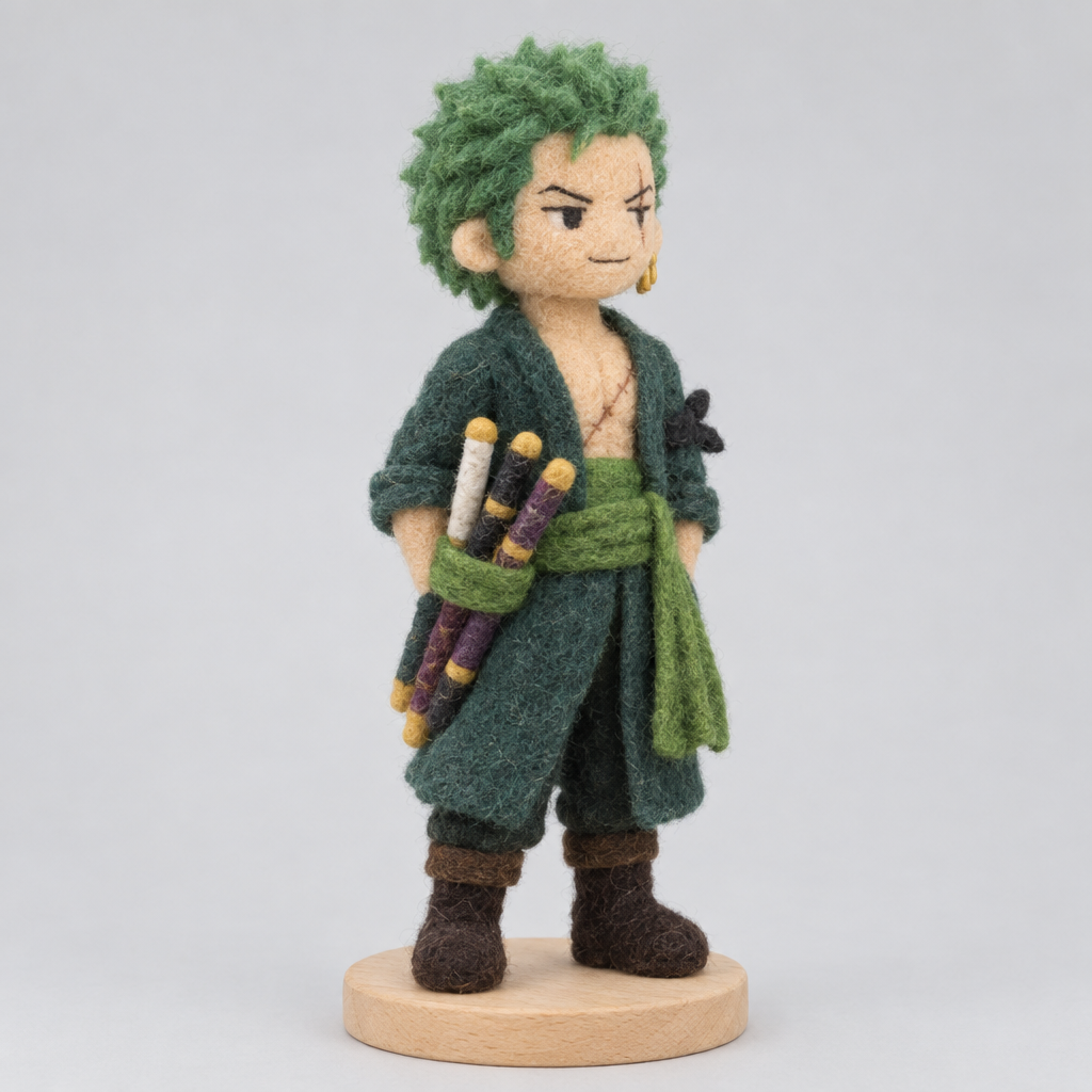 Needle-Felted Zoro — slight side
